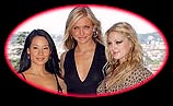From left: Lucy Liu, Cameron Diaz and Drew Barrymore during a photocall prior to the screening of their new movie,'Charlie's Angels: Full Throttle' , in Rome Thursday, July 3, 2003. (AP Photo/Andrew Medichini) 
